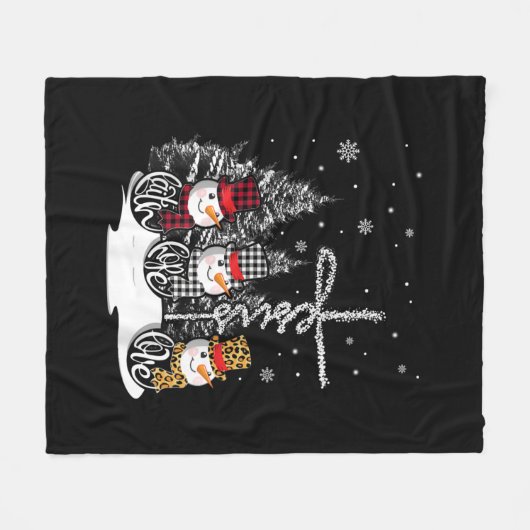 イエス・ラブ |イエス信仰ホープラブ雪だるま フリースブランケット (正面(横))