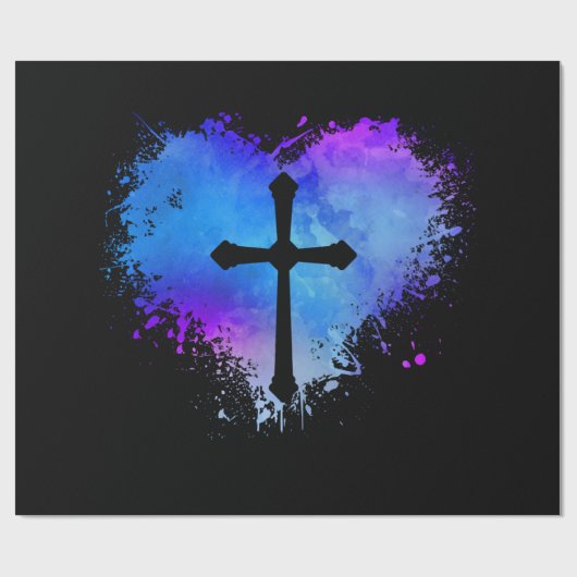 イエス·ラブ|キリスト教十字架愛ハート信仰 ラッピングペーパー (フラット)