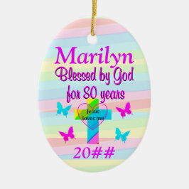 イエス·ラブ·ミー80th誕生日カスタムオーナメント セラミックオーナメント