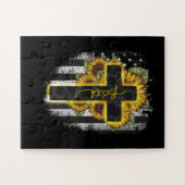 イエス・ラブ |信仰ひまわりアメリカ国旗 ジグソーパズル (横)