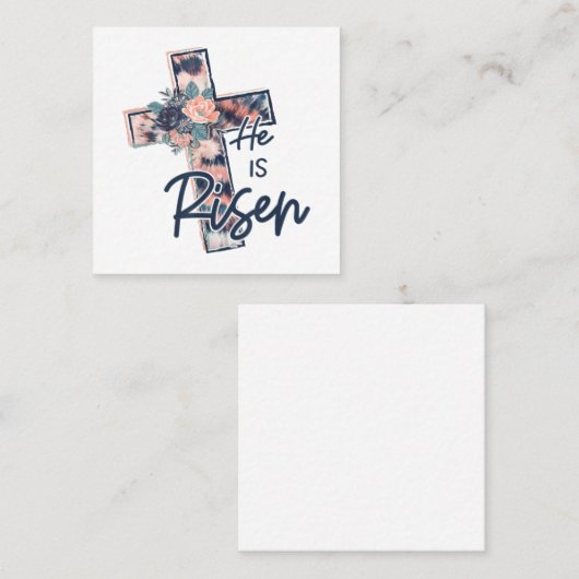 イエス·ラブ|彼は十字花を咲かせるフローラ スクエア名刺 (正面/裏面)