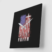 イエス・ラブ |愛国的キリスト教信仰イエスUSA スクエア壁時計 (傾斜)