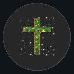 イエス・ラブ Cross Jesus Christian Christmas Tree ラウンドシール<br><div class="desc">イエス・ラブ Cross Jesus Christian Christmas Tree</div>