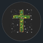 イエス・ラブ Cross Jesus Christian Christmas Tree ラウンドシール<br><div class="desc">イエス・ラブ Cross Jesus Christian Christmas Tree</div>