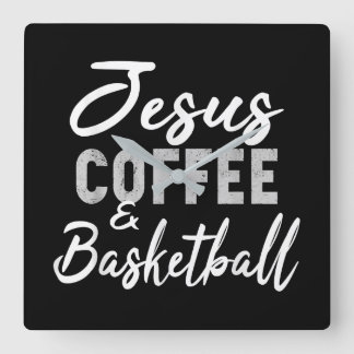 イエス・ラブ | Jesus Coffeeとバスケットボール スクエア壁時計
