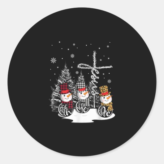 イエス・ラブ | Jesus Faith Hope Love雪だるま ラウンドシール (正面)