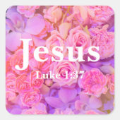 イエス・ルカ1:37花エレガントのカラフル詩 ラウンドシール (正面)