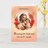 イエス・レッド・ローゼスと聖ヨセフの饗宴の日を祝う カード (黄色い花)