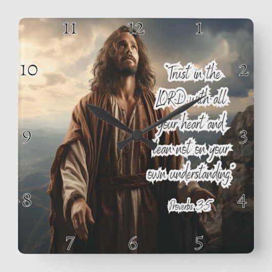 イエス：主への信頼 スクエア壁時計 (正面)