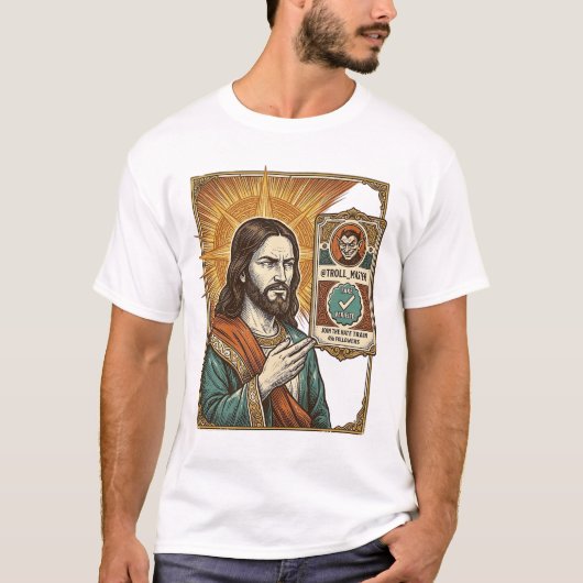 イエス 偽認証済みチェックマーク スキャム トロール ソーシャル ハ Tシャツ (正面)