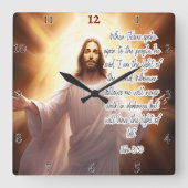 イエス：光、世界、永遠の命 スクエア壁時計 (正面)