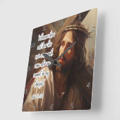 イエス：十字架につけなさい、弟子 スクエア壁時計 (傾斜)