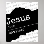 イエス (名詞): 救世主 KJV 聖書の詩 ポスター (正面)