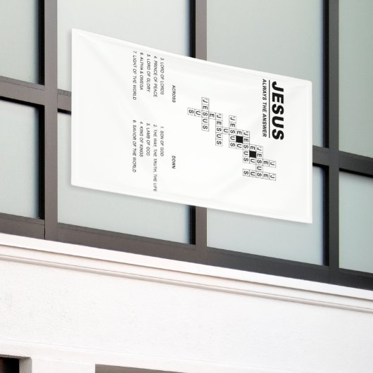 イエス、常に答えクリスチャン信仰クロスワード 横断幕 (ビルの外側)