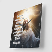 イエス：強く、勇敢で、神と スクエア壁時計 (傾斜)