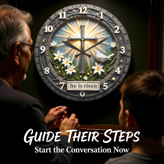 イエス 彼は復活した 輝く ラージ壁時計