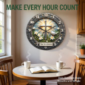 イエス 彼は復活した 輝く ラージ壁時計