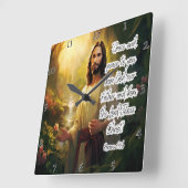 イエス：恵み、平和、神賛美の スクエア壁時計 (傾斜)