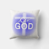 イエス 愛 神 十字架 青いハート クッション (裏面)