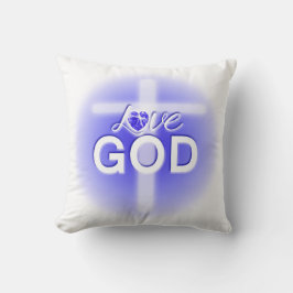 イエス 愛 神 十字架 青いハート クッション