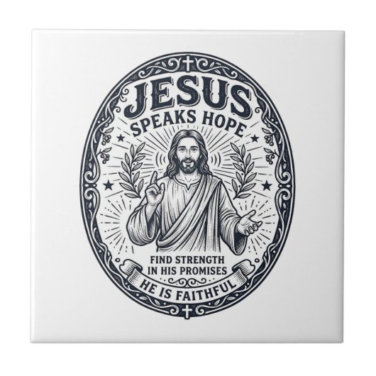 イエス 手話 障害者コミュニティ 包含Tシャツ キリスト教 タイル (正面)
