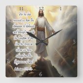 イエス：救われた，王国，赦し スクエア壁時計 (正面)