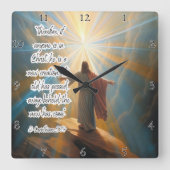 イエス：新しい創造、神の光 スクエア壁時計 (正面)