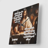 イエス:最後の晩餐、体、血 スクエア壁時計 (傾斜)