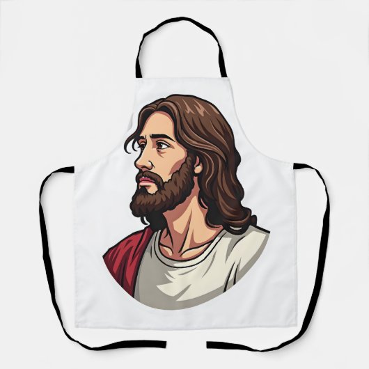 イエス 横顔 ビンテージ 彫刻Tシャツ 2 エプロン (正面)