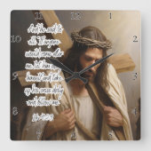 イエス：毎日の十字架後を追よ スクエア壁時計 (正面)