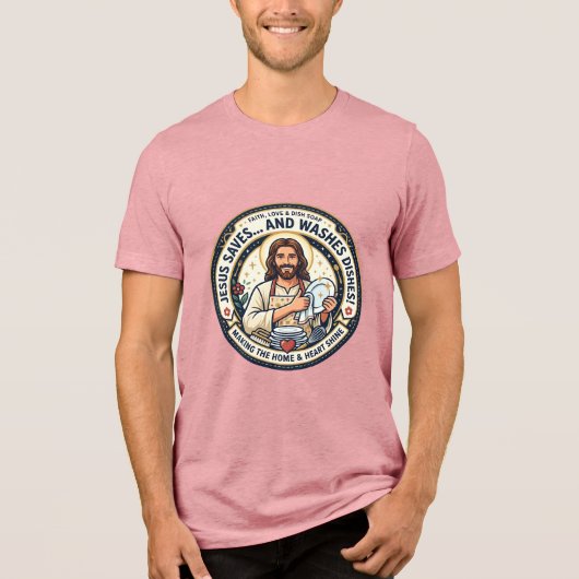 イエス 洗濯 物干し ユーモア Tシャツ キリスト教 グラフィック (正面)