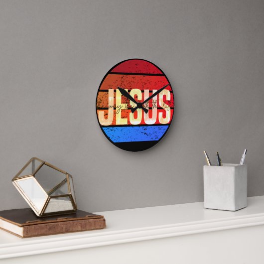 イエス、真実と人生の夕日の道 ラウンド壁時計 (オフィス)