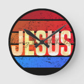 イエス、真実と人生の夕日の道 ラウンド壁時計 (正面)
