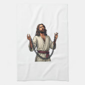 イエス・破られた鎖 ビンテージ風彫刻Tシャツ キッチンタオル (縦)
