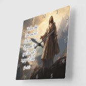 イエス：祈りの言葉、山、ルカ6:12 スクエア壁時計 (傾斜)