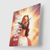 イエス：神の愛、永遠の命 スクエア壁時計 (傾斜)