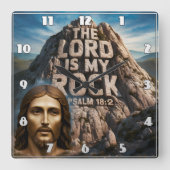 イエス、私の古い岩の主は私の岩である スクエア壁時計 (正面)