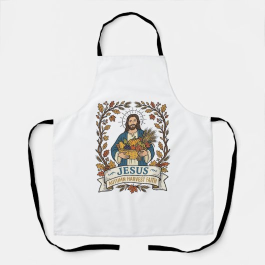 イエス 秋の収穫 信仰 イエス 秋の収穫 キリスト教 信仰 ヴィンテージ ベクターアート Tシャツ エプロン (正面)