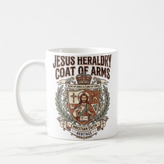 イエス 紋章 コート・オブ・アームズ イエス 紋章 紋章 クリスチャン コーヒーマグカップ (左)