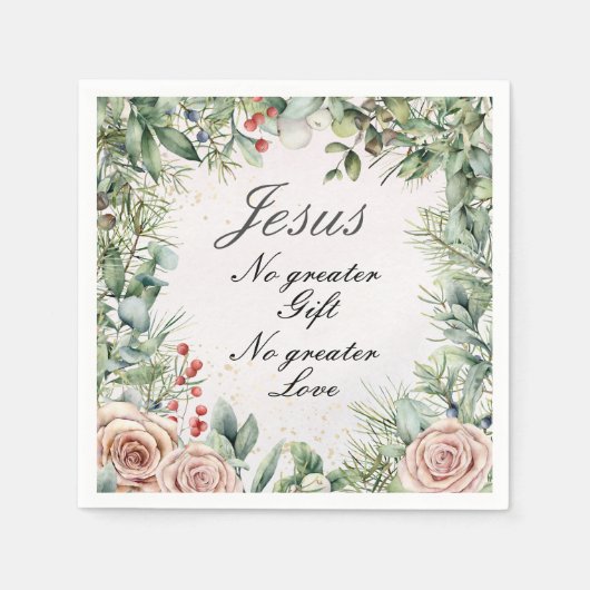 イエス、素晴らしギフト無し、愛素晴らし無し、クリスマス スタンダードカクテルナプキン (正面)