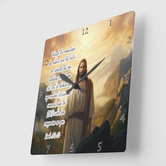 イエス:絶え間のない愛、契約、平和 スクエア壁時計 (傾斜)