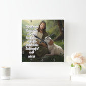 イエス：羊飼い、子羊、不法を置いた スクエア壁時計 (ホーム)