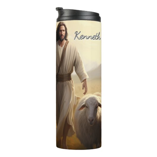イエス：羊飼い、平和、絶え間ない愛 タンブラー (回転右)