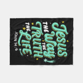 イエス 道 真実 命 ヨハネ 14 6 クリスチャン 聖書 フリースブランケット (正面(横))