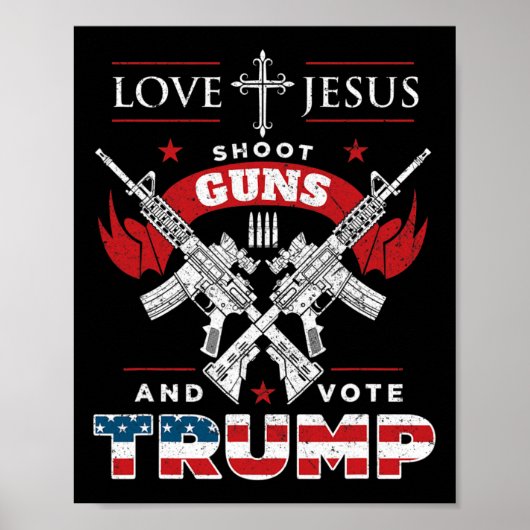 イエス。銃を撃て。そしてトランプ2020国旗 ポスター (正面)
