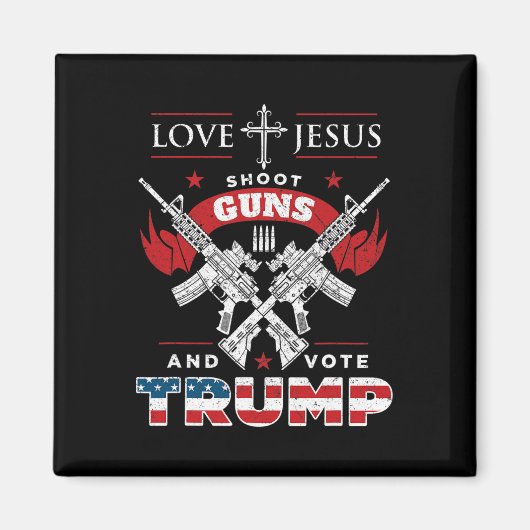 イエス。銃を撃て。そしてトランプ2020国旗 マグネット (正面)