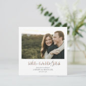 「イエス」銅張り  四角いエンゲージメントリング 招待状 (スタンド正面)