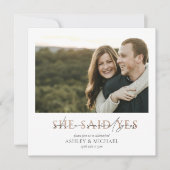 「イエス」銅張り  四角いエンゲージメントリング 招待状 (正面)