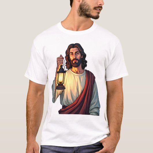 イエス 静かなランタン ビンテージ彫刻Tシャツ Tシャツ (正面)