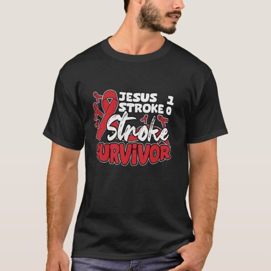 イエス 1 脳卒中 0 脳卒中 サバイバー 脳卒中啓発 Tシャツ (正面)